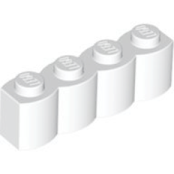 Brick, Modified 1 x 4 with Log Profile - White
