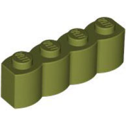 Brick, Modified 1 x 4 with Log Profile - Olive Green