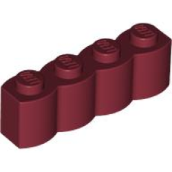 Brick, Modified 1 x 4 with Log Profile - Dark Red