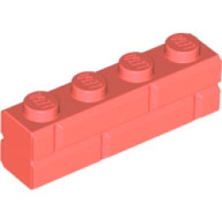 Brick, Modified 1 x 4 with Masonry Profile - Coral