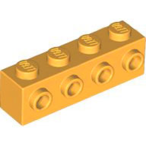 Деталь LEGO 30414 Brick, Modified 1 x 4 with Studs on Side - Bright Light Orange