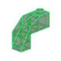 Brick, Modified Facet 3 x 3 x 2 Top - Trans-Green