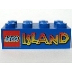 Brick 2 x 4 with Lego Island Pattern - Blue
