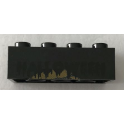 Brick 2 x 4 with Legoland Deutschland Halloween 2004 Pumpkin Pattern 1 of 3 - Black
