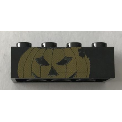 Brick 2 x 4 with Legoland Deutschland Halloween 2004 Pumpkin Pattern 2 of 3 - Black