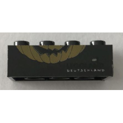 Brick 2 x 4 with Legoland Deutschland Halloween 2004 Pumpkin Pattern 3 of 3 - Black