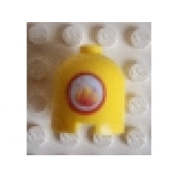 Brick, Round 2 x 2 x 1 2/3 Dome Top with Round Flame Pattern (Sticker) - Sets 3143 / 3148 - Yellow