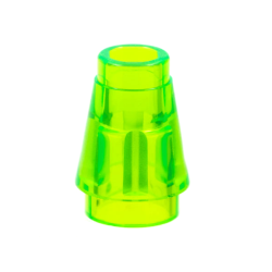 Cone 1 x 1 with Top Groove - Trans-Bright Green