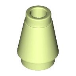 Cone 1 x 1 with Top Groove - Yellowish Green