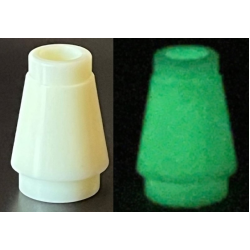 Cone 1 x 1 with Top Groove - Glow In Dark White