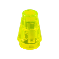 Cone 1 x 1 with Top Groove - Trans-Neon Green