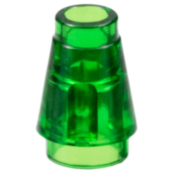 Cone 1 x 1 with Top Groove - Trans-Green