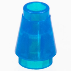 Cone 1 x 1 with Top Groove - Satin Trans-Dark Blue