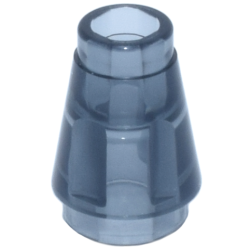 Cone 1 x 1 with Top Groove - Trans-Black