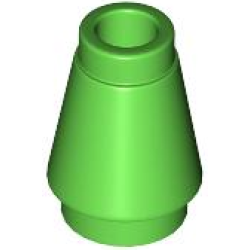 Cone 1 x 1 with Top Groove - Bright Green
