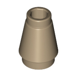 Cone 1 x 1 with Top Groove - Dark Tan