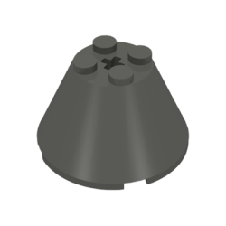Cone 4 x 4 x 2 with Axle Hole - Dark Gray