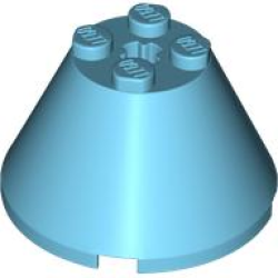 Cone 4 x 4 x 2 with Axle Hole - Medium Azure