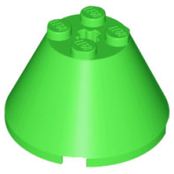 Cone 4 x 4 x 2 with Axle Hole - Bright Green