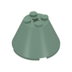 Cone 4 x 4 x 2 with Axle Hole - Sand Green