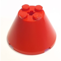 Cone 4 x 4 x 2 with Axle Hole - Red