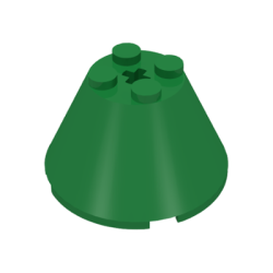 Cone 4 x 4 x 2 with Axle Hole - Green