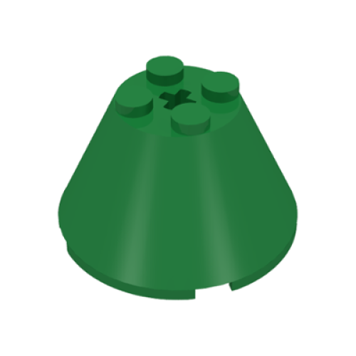 Деталь LEGO 3943b Cone 4 x 4 x 2 with Axle Hole - Green