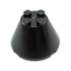 Cone 4 x 4 x 2 without Axle Hole - Black