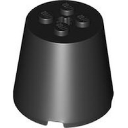Cone 4 x 4 x 3 with Axle Hole - Black