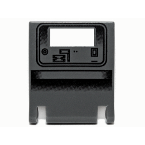 Деталь LEGO 4346pb09 Container, Box 2 x 2 x 2 Door with Slot with Gonk Droid Pattern - Dark Gray