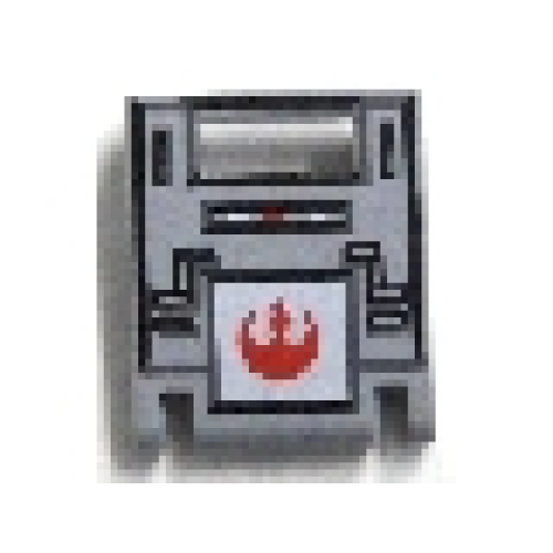 Деталь LEGO 4346px4 Container, Box 2 x 2 x 2 Door with Slot with Red SW Rebel Alliance Symbol Pattern - Light Bluish Gray