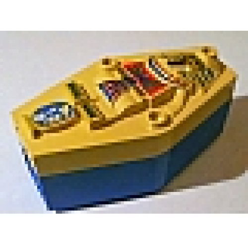 Деталь LEGO 30163c01pb01 Container, Coffin with Tan Mummy Relief Colorful Pattern Lid (Sarcophagus) - Blue