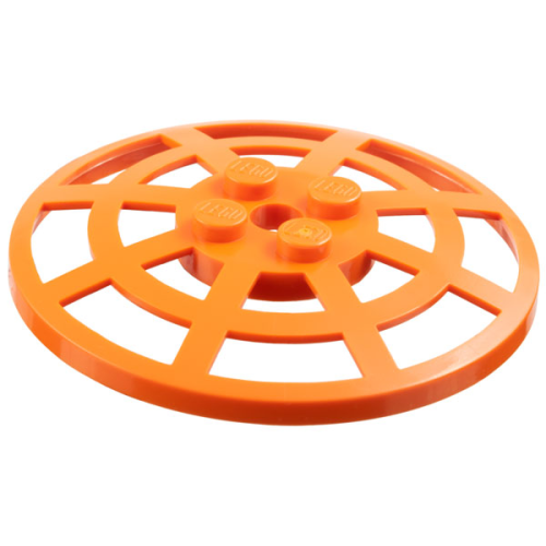 Деталь LEGO 4285b Dish 6 x 6 Inverted (Radar) Webbed - Type 2 (Underside Attachment Positions at 90 degrees) - Reddish Orange