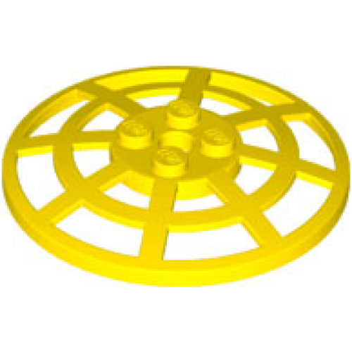 Деталь LEGO 4285b Dish 6 x 6 Inverted (Radar) Webbed - Type 2 (Underside Attachment Positions at 90 degrees) - Yellow