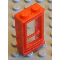 Door 1 x 2 x 3 Hinge on Left with Solid Studs and Fixed Glass - Red Door 1 x 2 x 3 Hinge on Left with Solid Studs and Fixed Glass - Red