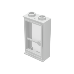 Door 1 x 2 x 3 Hinge on Left with Trans-Clear Glass - White Door 1 x 2 x 3 Hinge on Left with Trans-Clear Glass - White