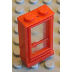 Door 1 x 2 x 3 Hinge on Right with Solid Studs and Fixed Glass - Red Door 1 x 2 x 3 Hinge on Right with Solid Studs and Fixed Glass - Red