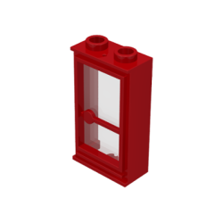 Door 1 x 2 x 3 Hinge on Right with Trans-Clear Glass - Red Door 1 x 2 x 3 Hinge on Right with Trans-Clear Glass - Red