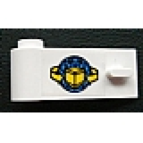 Деталь LEGO 3822pb011 Door 1 x 3 x 1 Left with Box and Arrows and Globe Pattern (Sticker) - Sets 6542 / 4555 - White