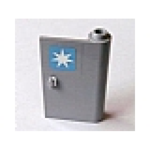 Деталь LEGO 58380pb02 Door 1 x 3 x 4 Right - Open Between Top and Bottom Hinge with Maersk Star Logo Pattern (Sticker) - Set 10219 - Light Bluish Gray