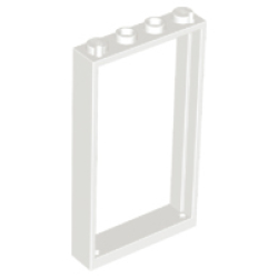 Door, Frame 1 x 4 x 6 with 2 Holes on Top and Bottom - White