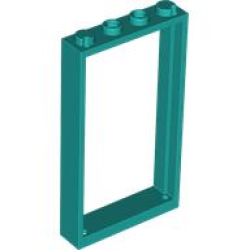 Door, Frame 1 x 4 x 6 with 2 Holes on Top and Bottom - Dark Turquoise