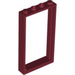 Door, Frame 1 x 4 x 6 with 2 Holes on Top and Bottom - Dark Red