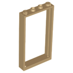 Door, Frame 1 x 4 x 6 with 2 Holes on Top and Bottom - Dark Tan