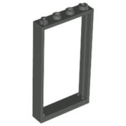 Door, Frame 1 x 4 x 6 with 4 Holes on Top and Bottom - Dark Gray