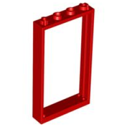 Door, Frame 1 x 4 x 6 with 4 Holes on Top and Bottom - Red
