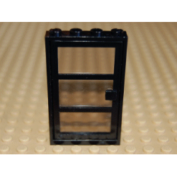 Door, Frame 1 x 4 x 6 with 4 Holes on Top and Bottom with Black Door with 3 Panes and Square Handle with Fixed Trans-Brown Glass (30179 / x39c02) - Black