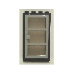 Door, Frame 1 x 4 x 6 with 4 Holes on Top and Bottom with Light Gray Door with 3 Panes and Square Handle with Fixed Trans-Brown Glass (30179 / x39c02) - Black