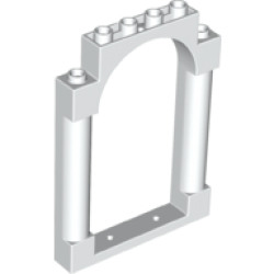 Door, Frame 1 x 6 x 7 Arched with Notches and Rounded Pillars - White