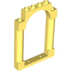Door, Frame 1 x 6 x 7 Arched with Notches and Rounded Pillars - Bright Light Yellow